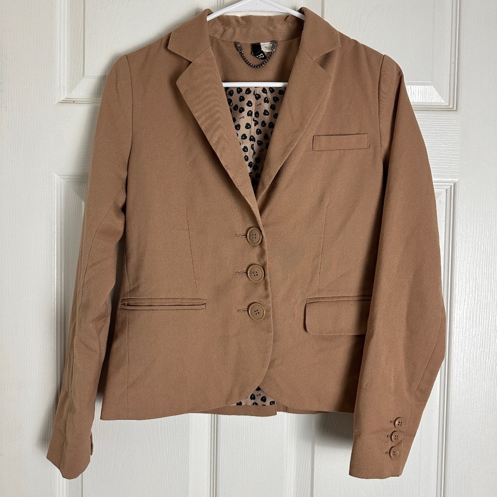 ! DIVIDED Y2K 2012 Beige Old Money Preppy Office Work Button Blazer Women Size S